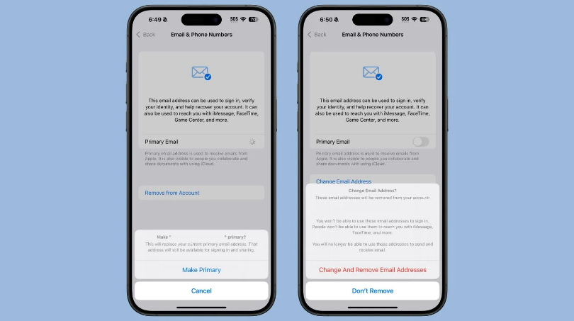 邻水苹果手机维修分享苹果 iOS 18.1 支持设置“主要”邮箱地址并更改 iCloud 邮箱 